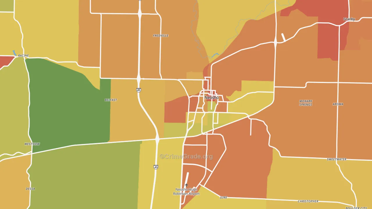 Neosho, MO Map of Burglary Rates
