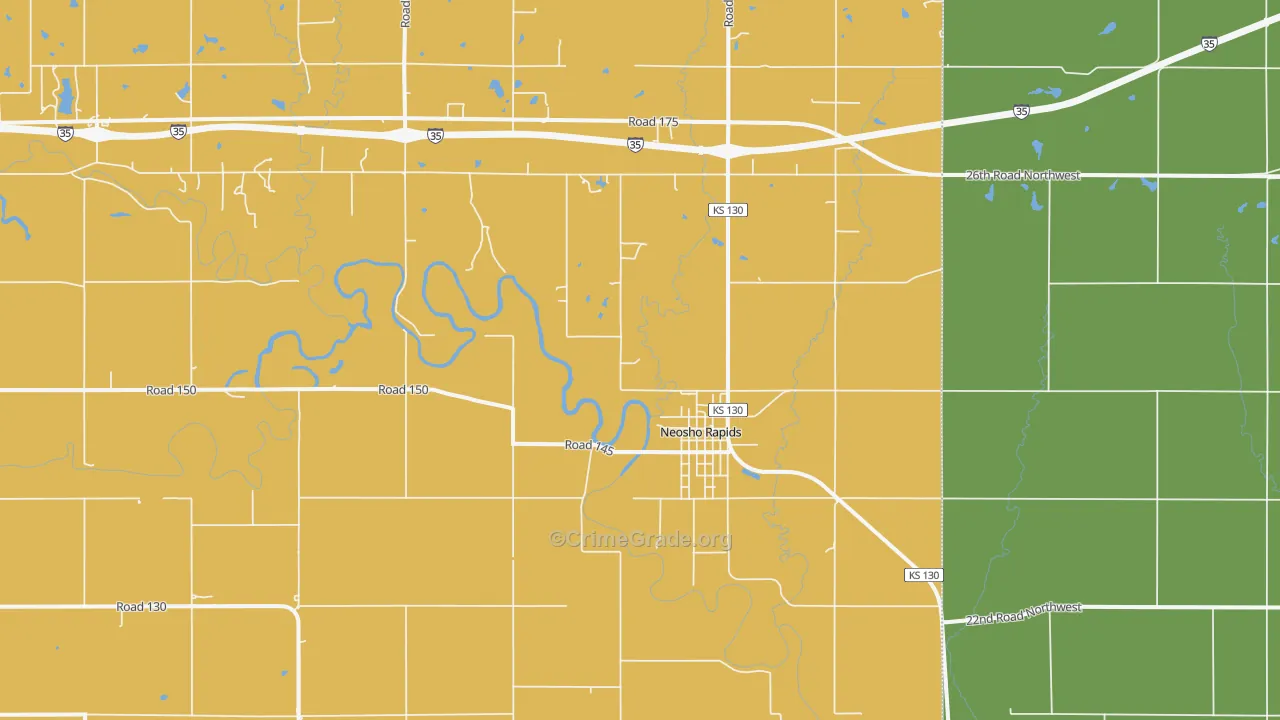 Neosho Rapids, KS Map of Burglary Rates