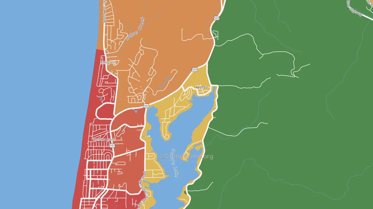 Neotsu, OR Map of Burglary Rates