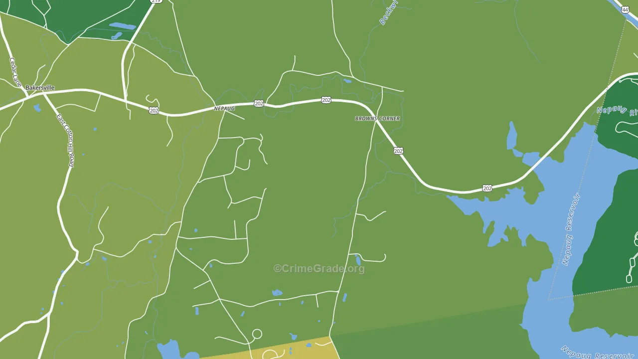 Nepaug, CT Map of Burglary Rates