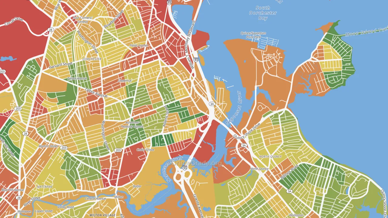 Neponset, Boston, MA Map of Burglary Rates