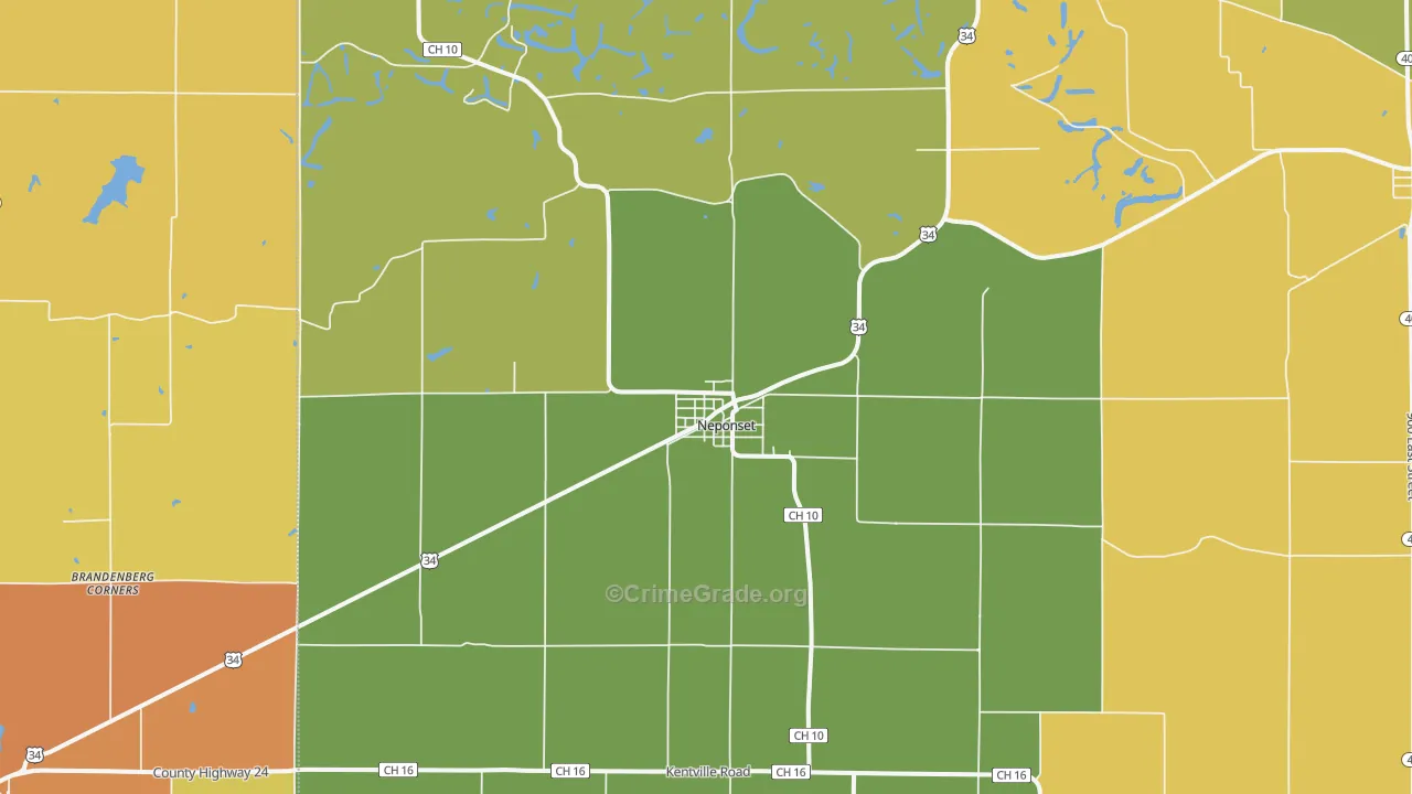 Neponset, IL Map of Burglary Rates