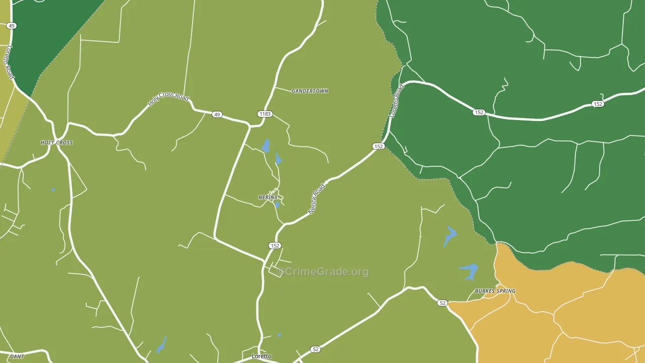 Nerinx, KY Map of Burglary Rates