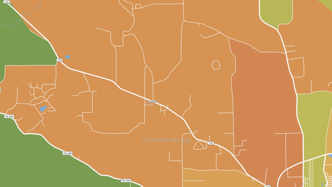 Nesbitt, TX Map of Burglary Rates
