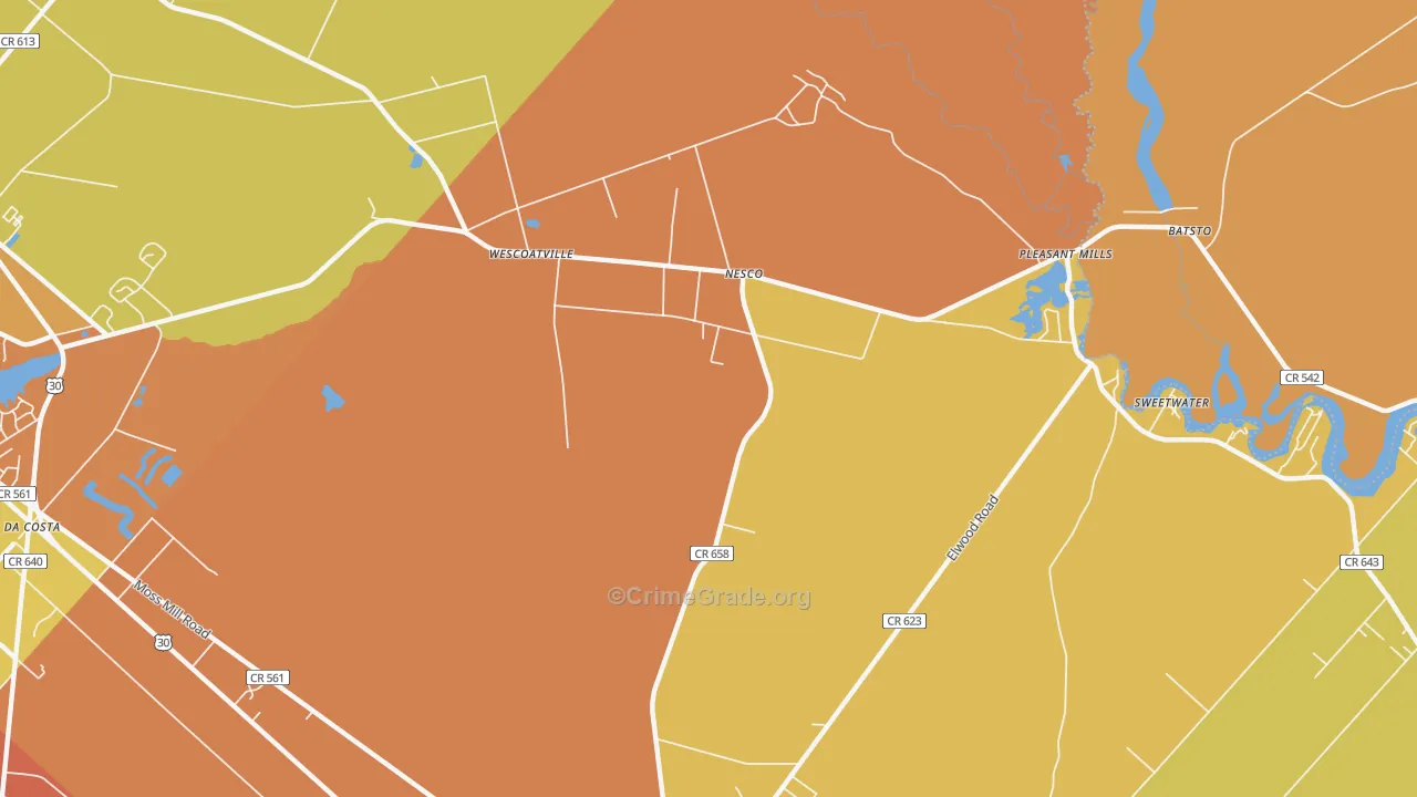 Nesco, NJ Map of Burglary Rates