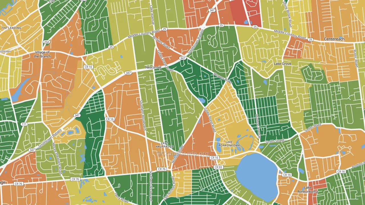Nesconset, NY Map of Burglary Rates