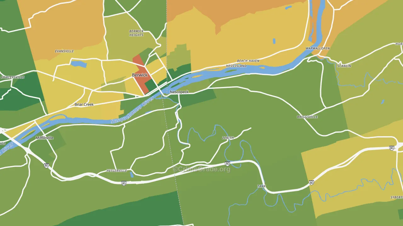 Nescopeck, PA Map of Burglary Rates