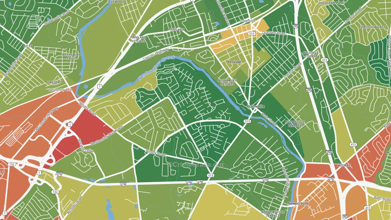 Neshaminy Valley, Bensalem, PA Map of Burglary Rates