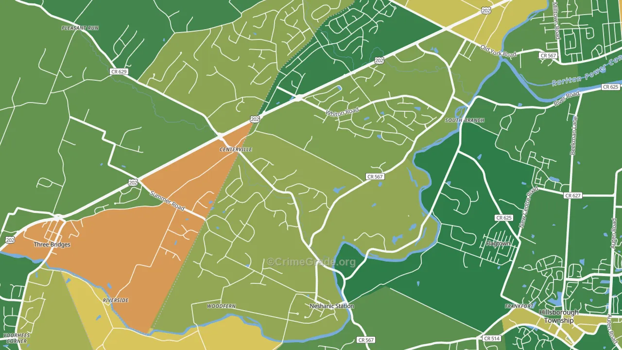 Neshanic Station, NJ Map of Burglary Rates