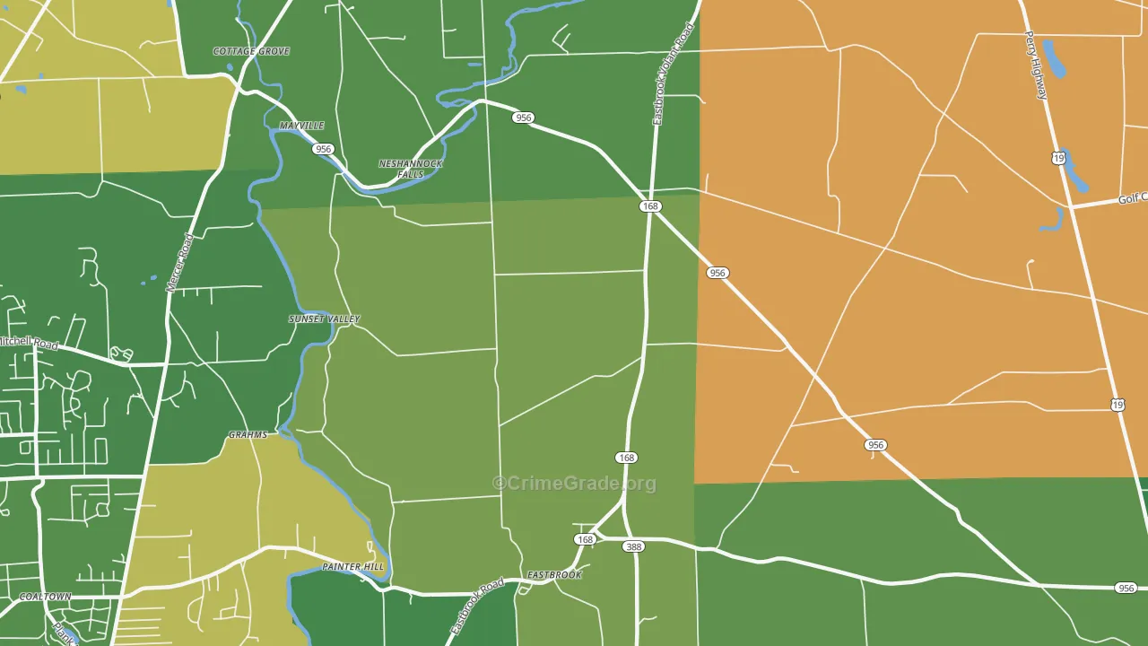 Neshannock Falls, PA Map of Burglary Rates
