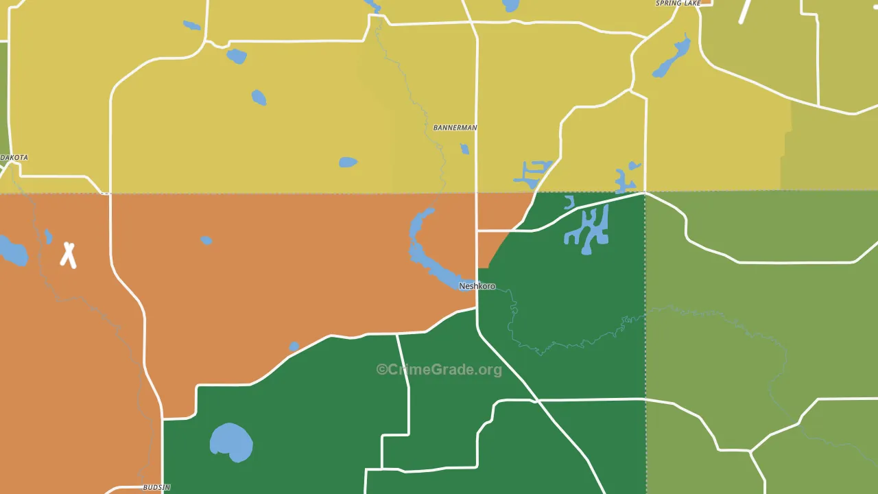 Neshkoro, WI Map of Burglary Rates