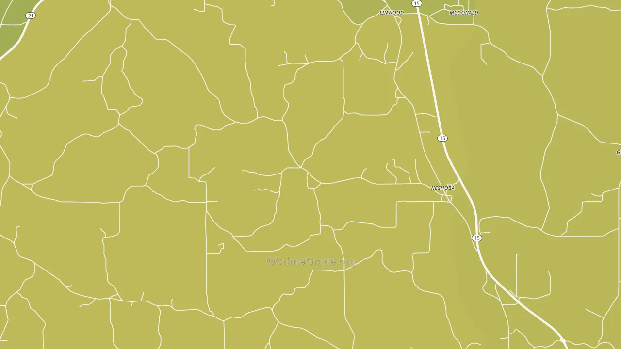 Neshoba, MS Map of Burglary Rates