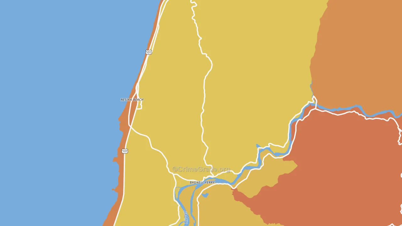 Nesika Beach, OR Map of Burglary Rates