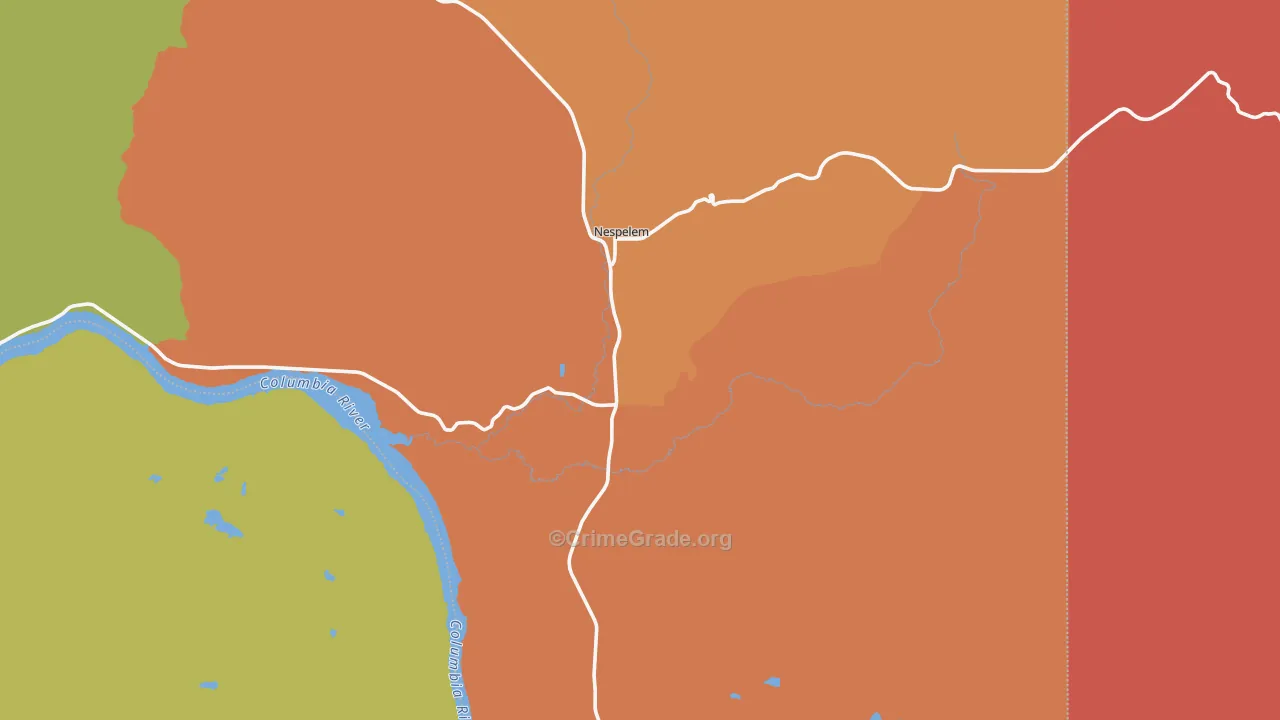 Nespelem, WA Map of Burglary Rates