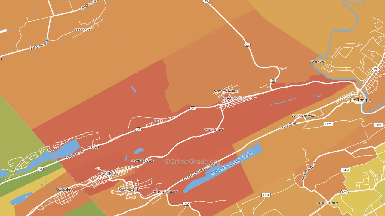 Nesquehoning, PA Map of Burglary Rates