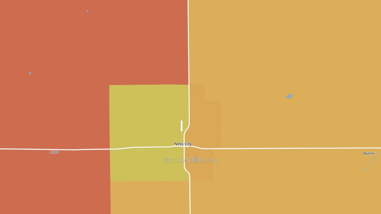 Ness County, KS Map of Burglary Rates