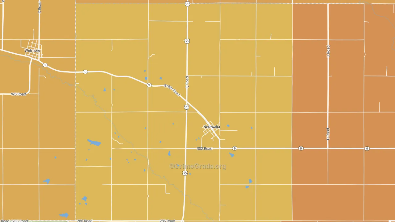 Netawaka, KS Map of Burglary Rates