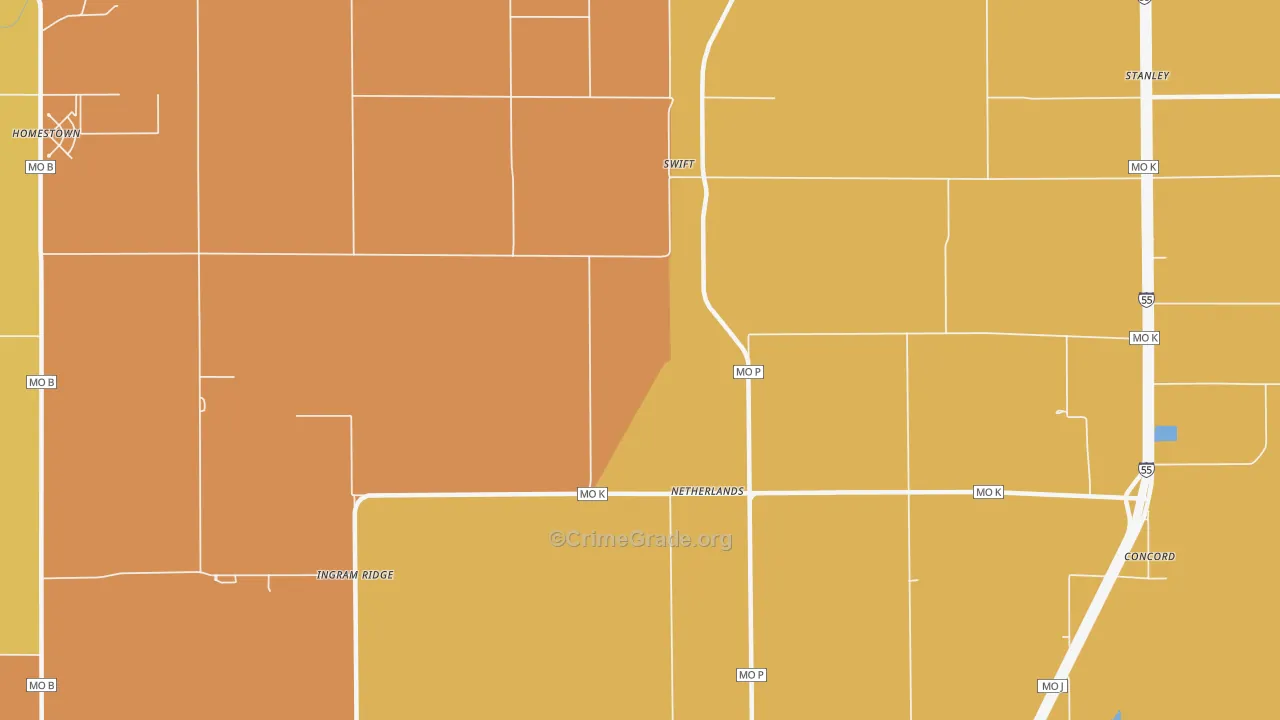 Netherlands, MO Map of Burglary Rates