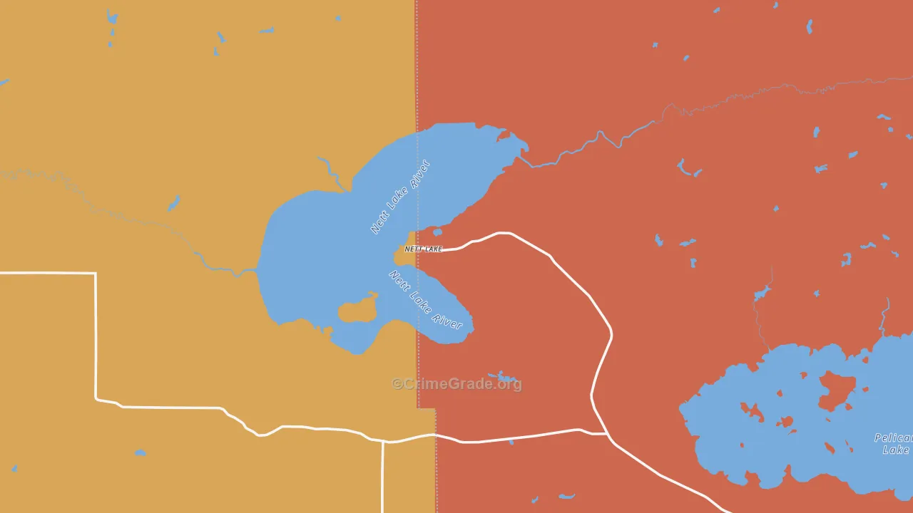 Nett Lake, MN Map of Burglary Rates
