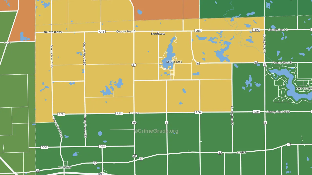Nettle Lake, OH Map of Burglary Rates