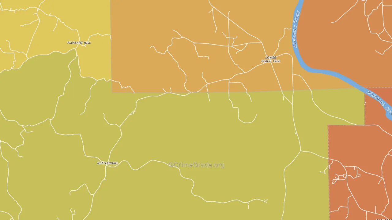Nettleboro, AL Map of Burglary Rates