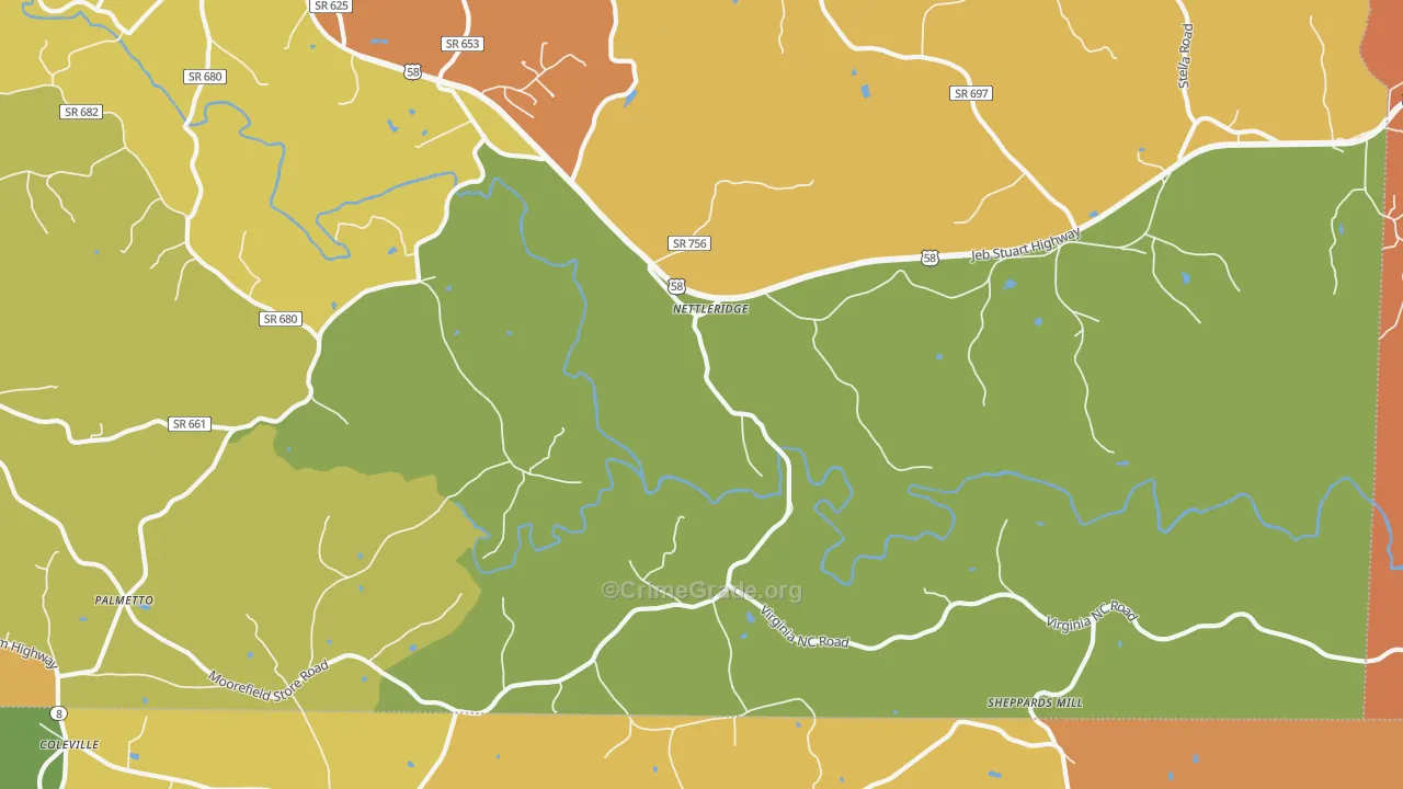 Nettleridge, VA Map of Burglary Rates