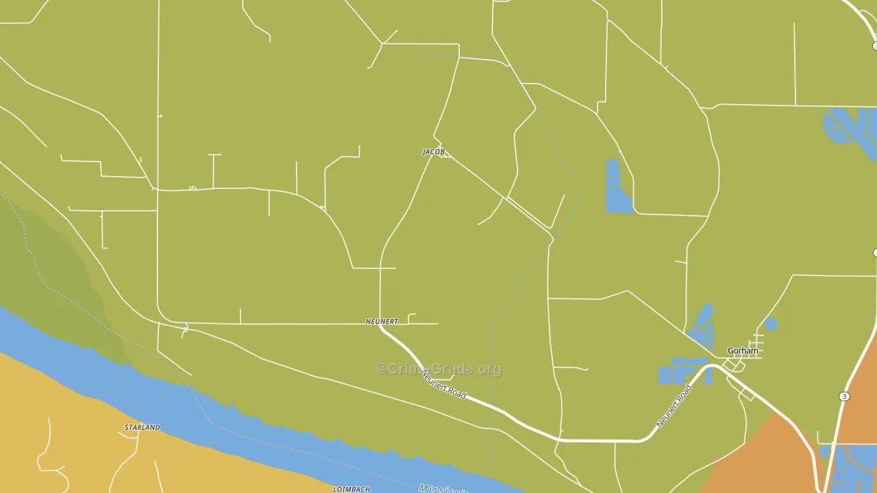 Neunert, IL Map of Burglary Rates