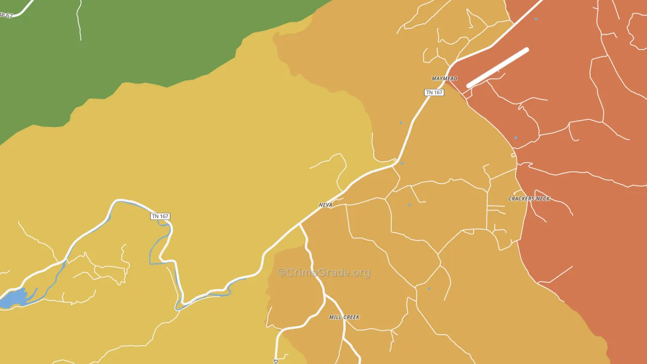 Neva, TN Map of Burglary Rates