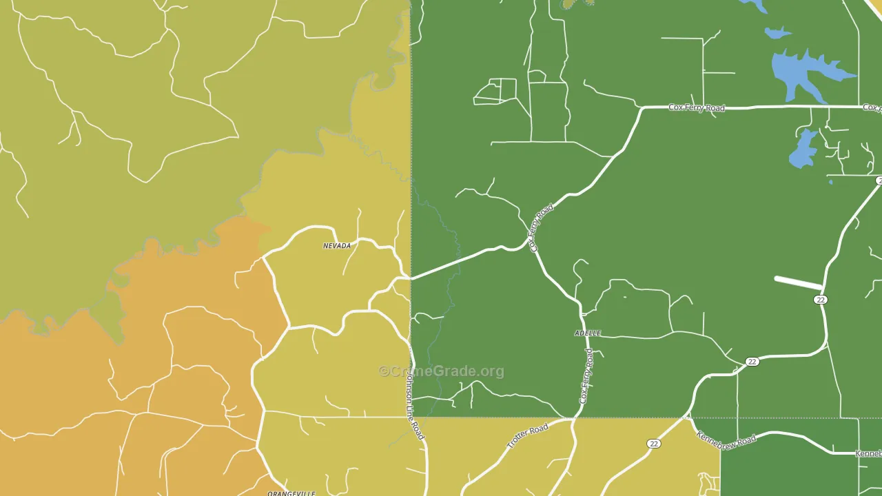 Nevada, MS Map of Burglary Rates