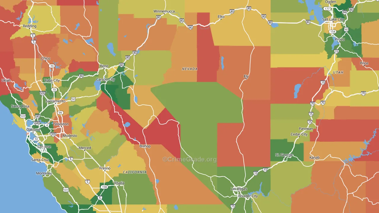 Nevada Map of Burglary Rates