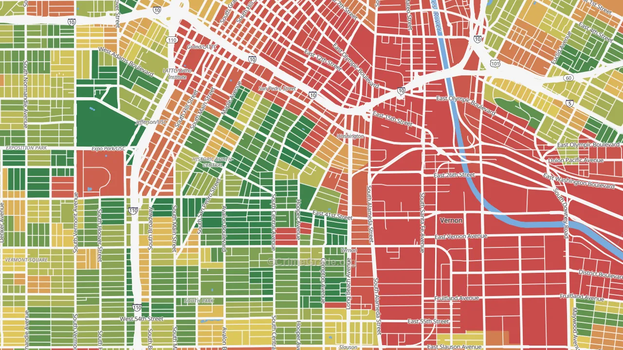 Nevin, Los Angeles, CA Map of Burglary Rates