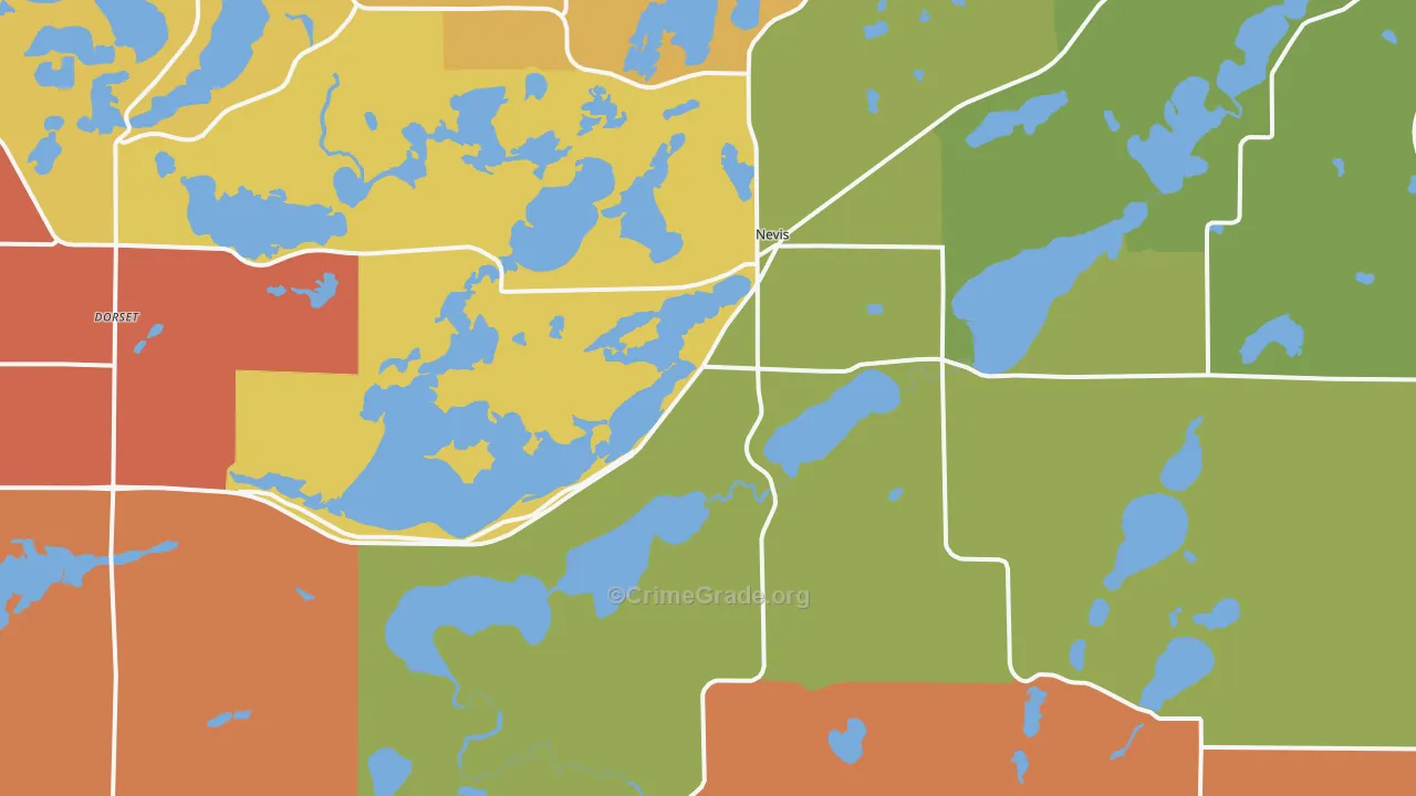 Nevis, MN Map of Burglary Rates