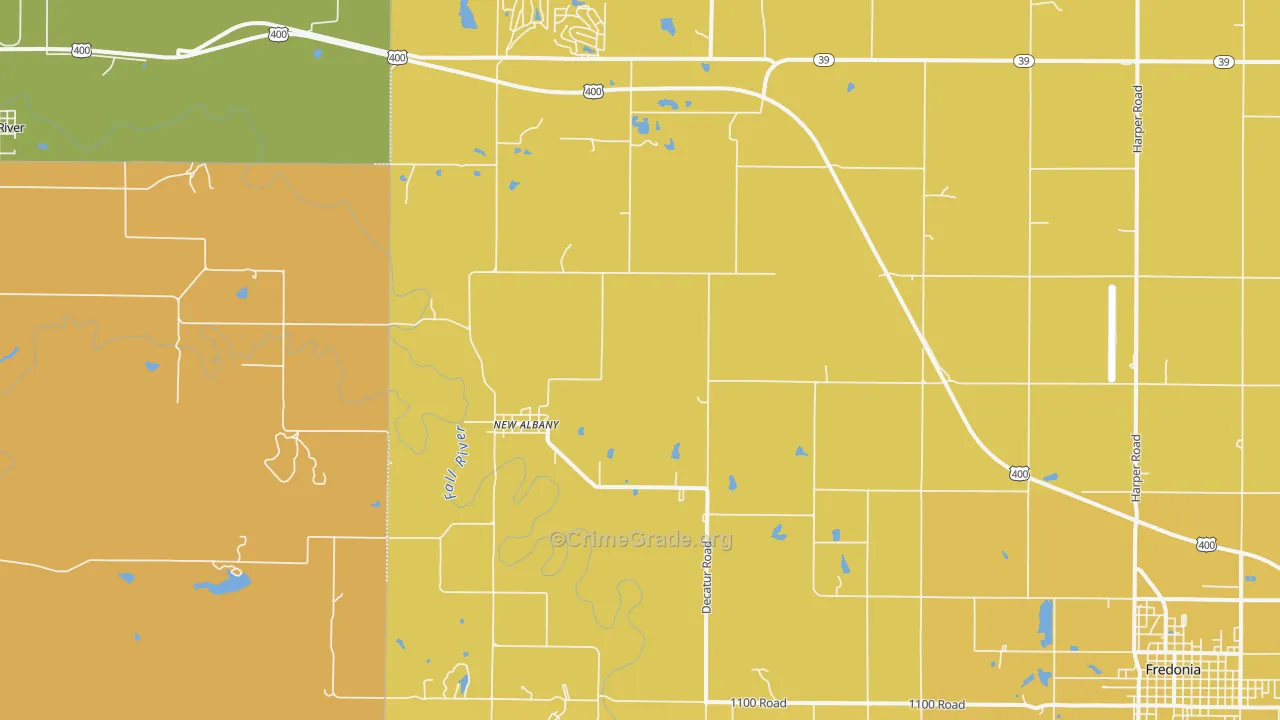 New Albany, KS Map of Burglary Rates