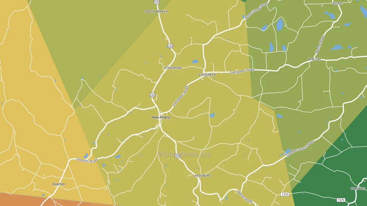 New Albany, PA Map of Burglary Rates
