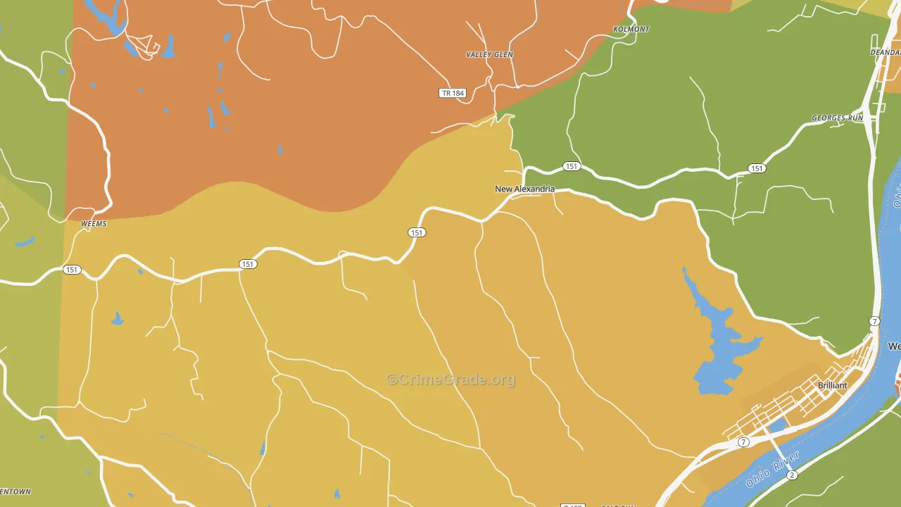 New Alexandria, OH Map of Burglary Rates