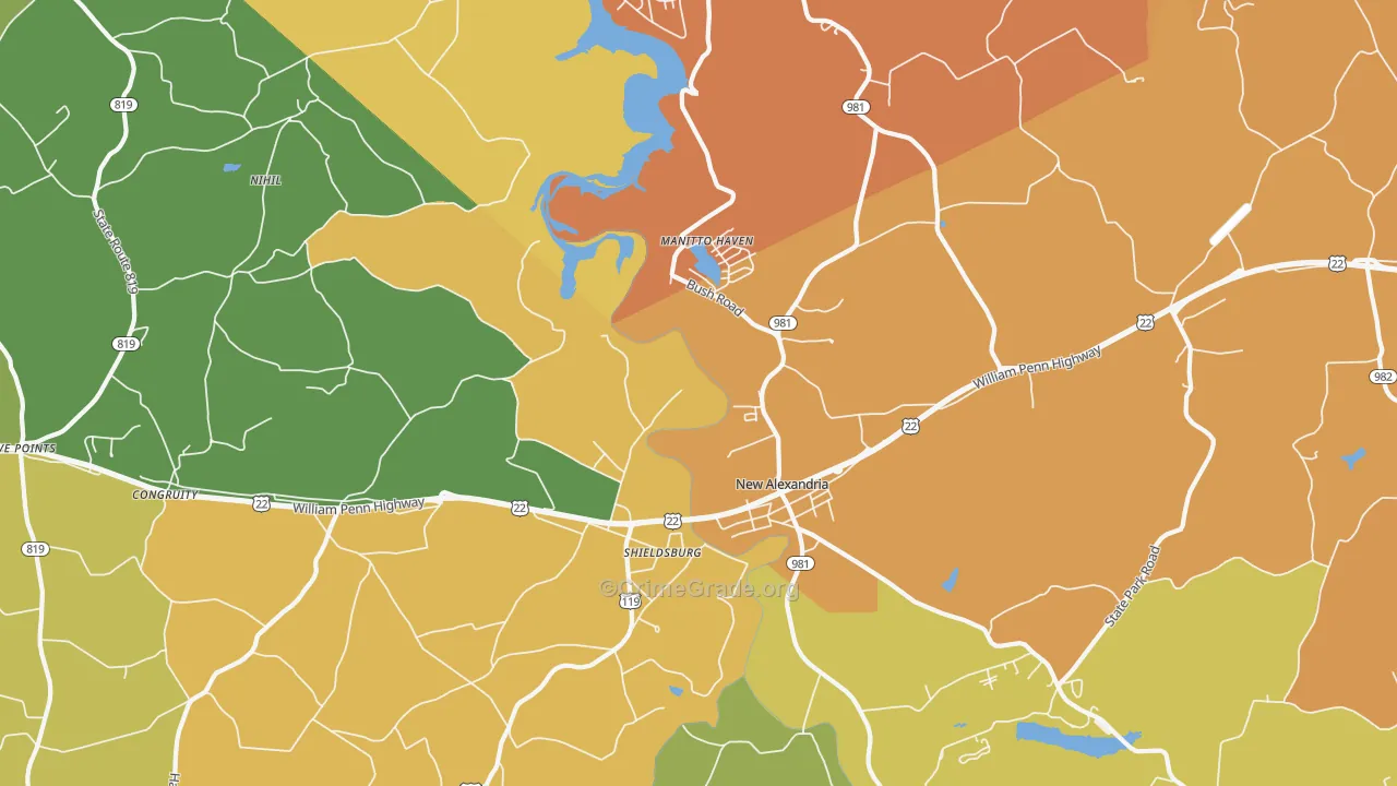 New Alexandria, PA Map of Burglary Rates
