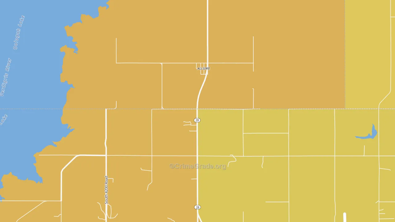 New Alluwe, OK Map of Burglary Rates