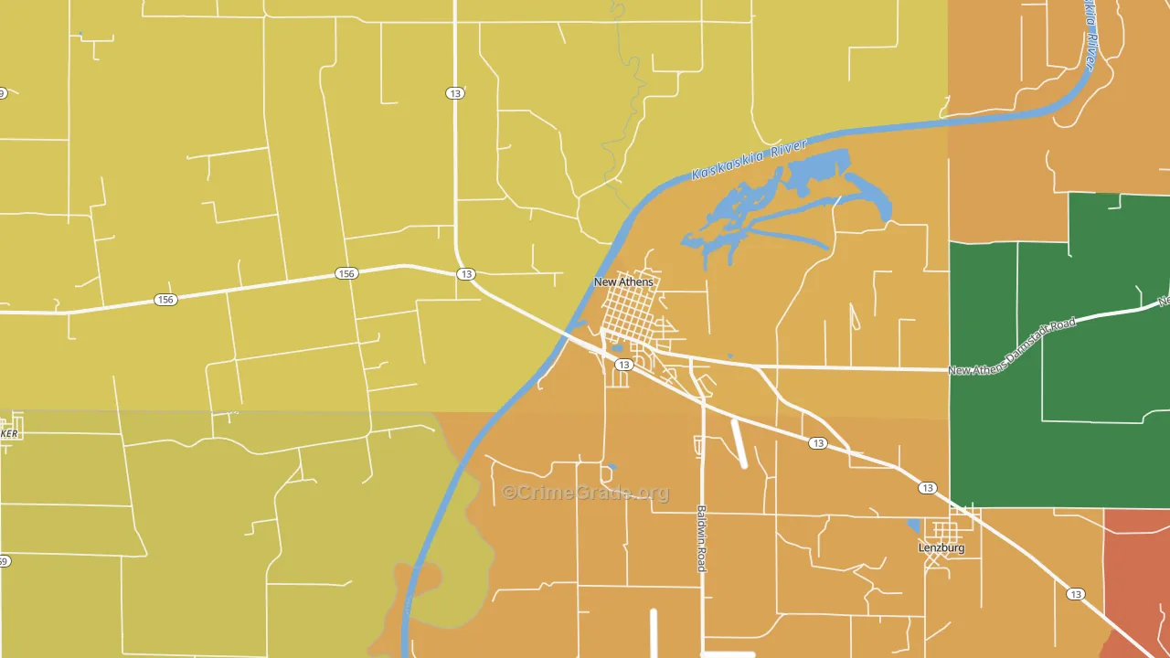 New Athens, IL Map of Burglary Rates