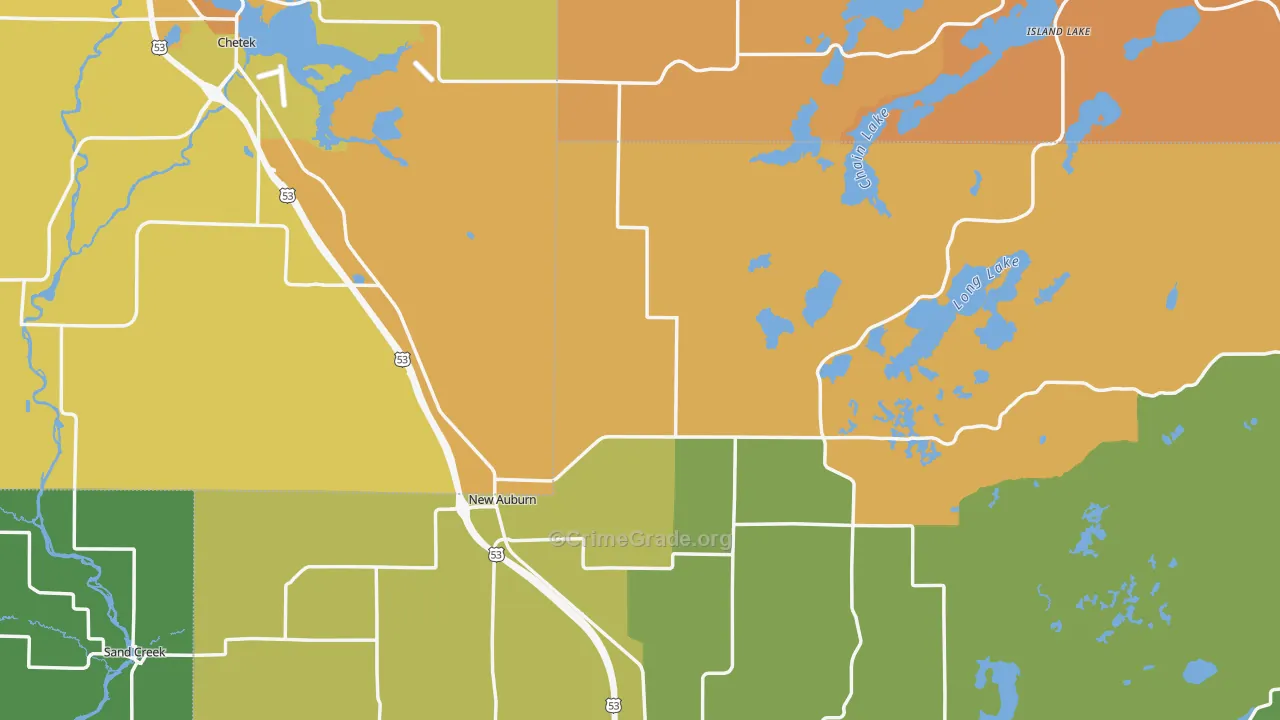 New Auburn, WI Map of Burglary Rates