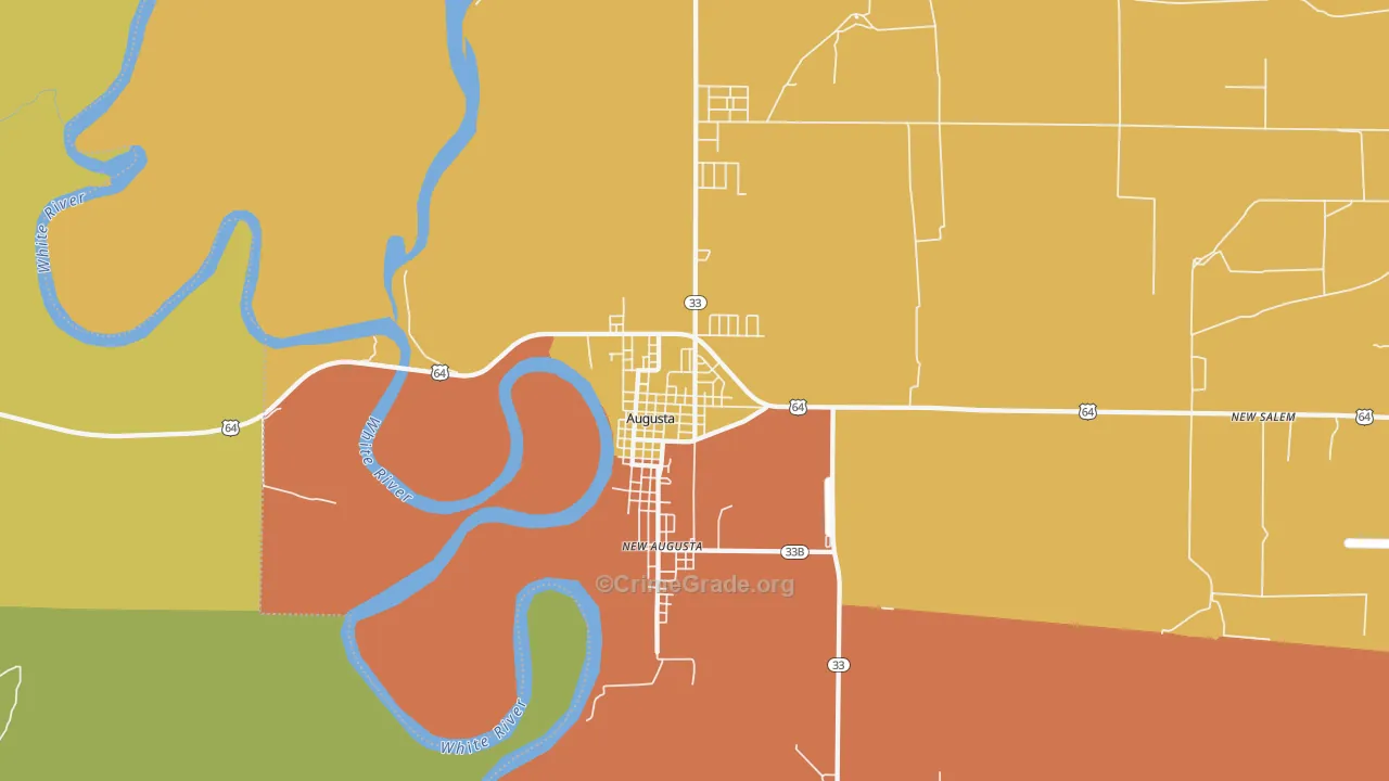 New Augusta, AR Map of Burglary Rates