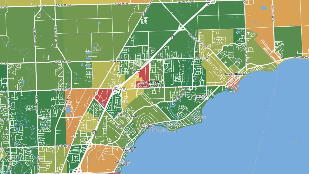 New Baltimore, MI Map of Burglary Rates