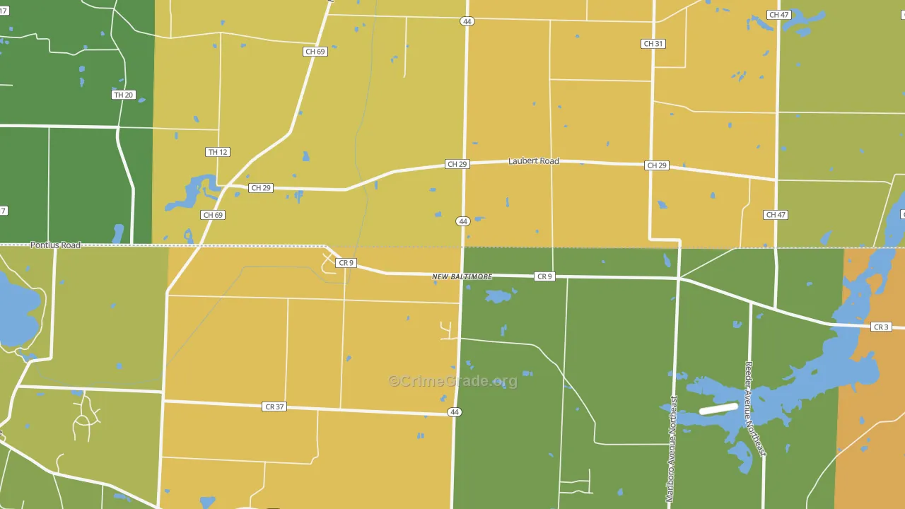 New Baltimore, OH Map of Burglary Rates