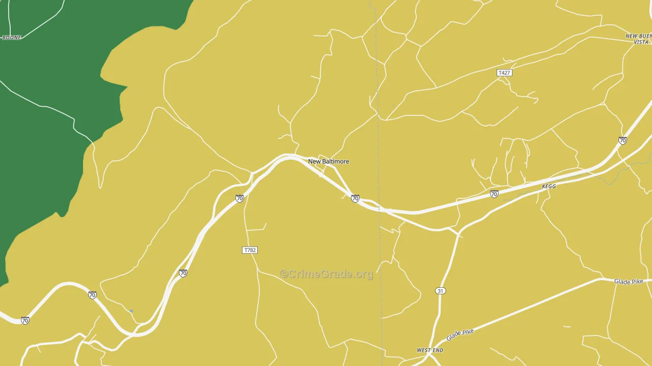 New Baltimore, PA Map of Burglary Rates