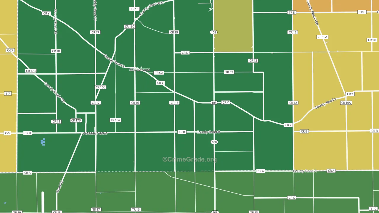 New Bavaria, OH Map of Burglary Rates