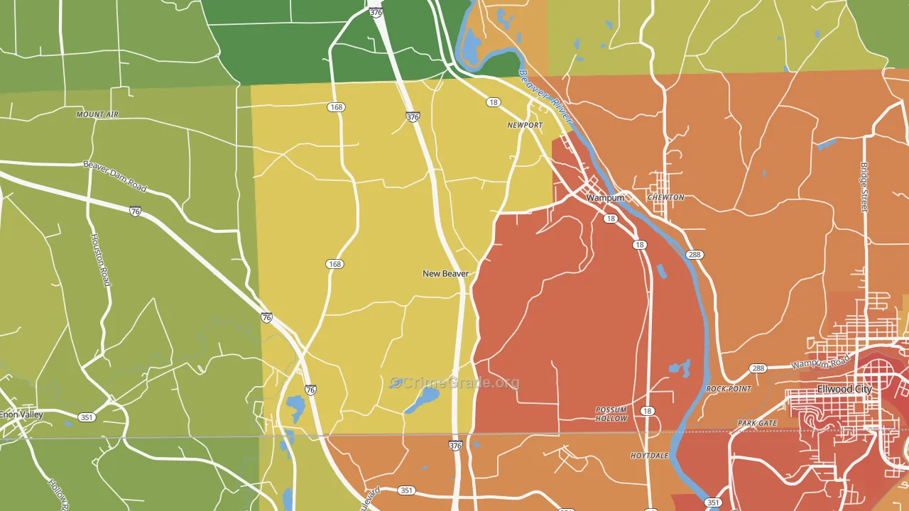 New Beaver, PA Map of Burglary Rates