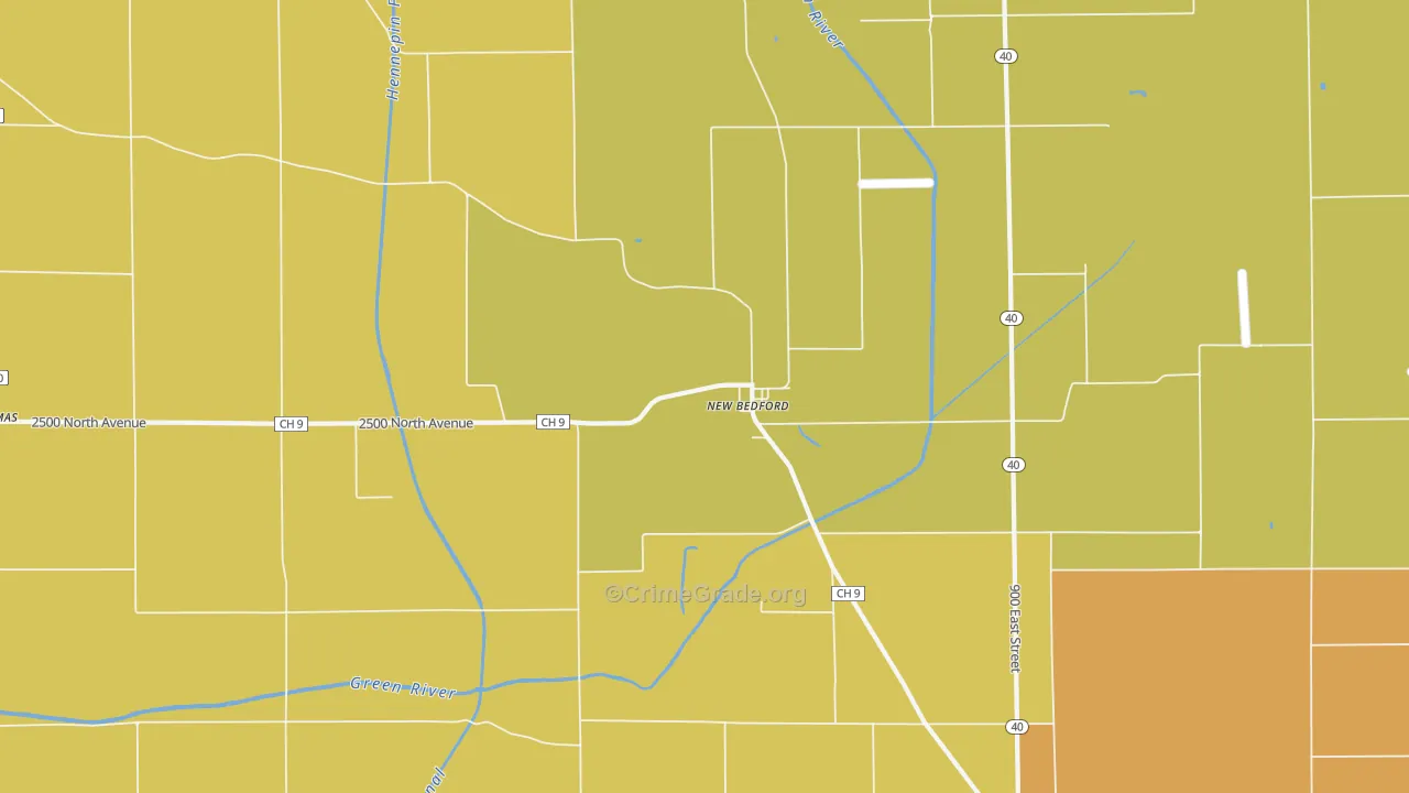 New Bedford, IL Map of Burglary Rates