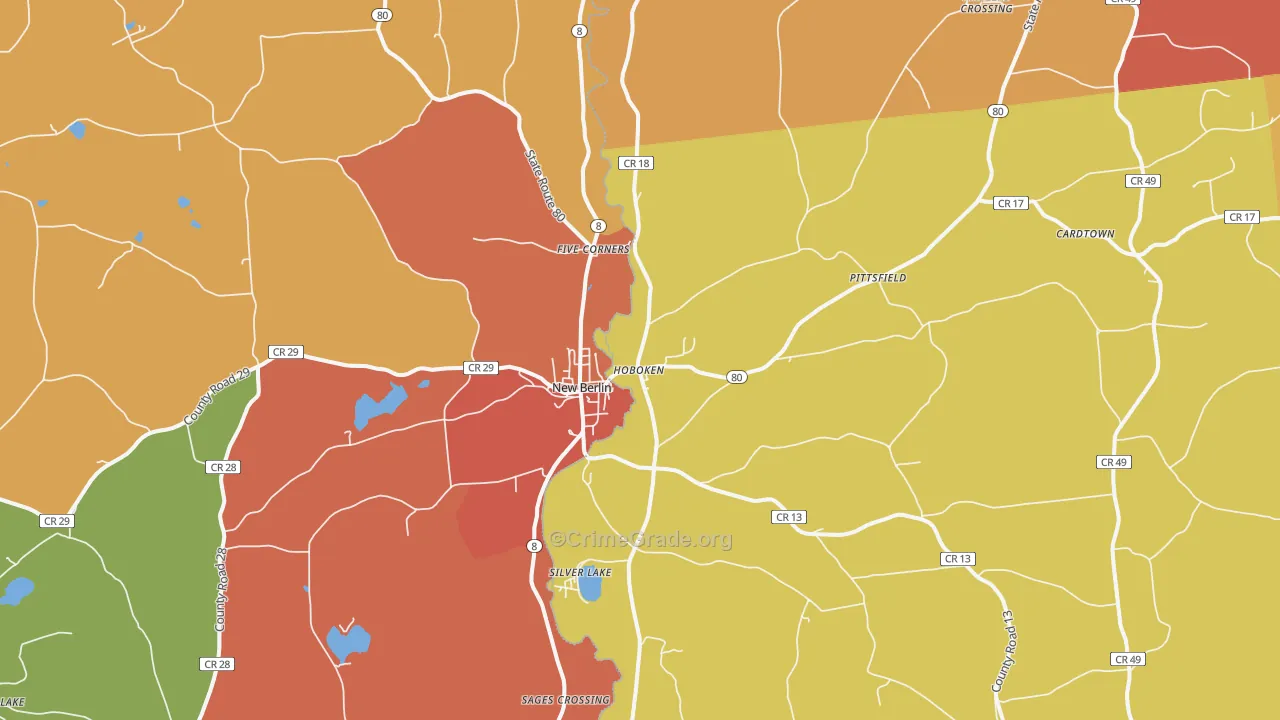 New Berlin, NY Map of Burglary Rates