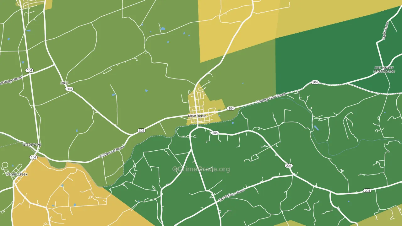 New Berlin, PA Map of Burglary Rates
