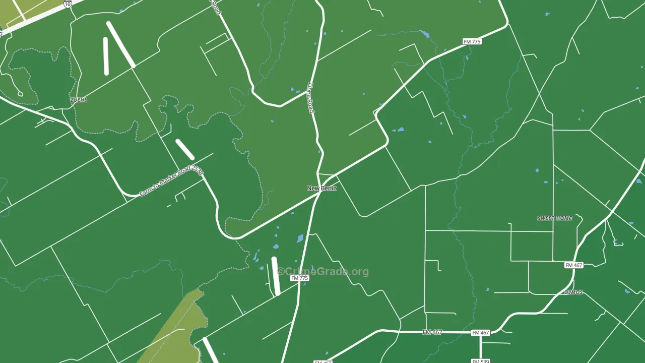 New Berlin, TX Map of Burglary Rates