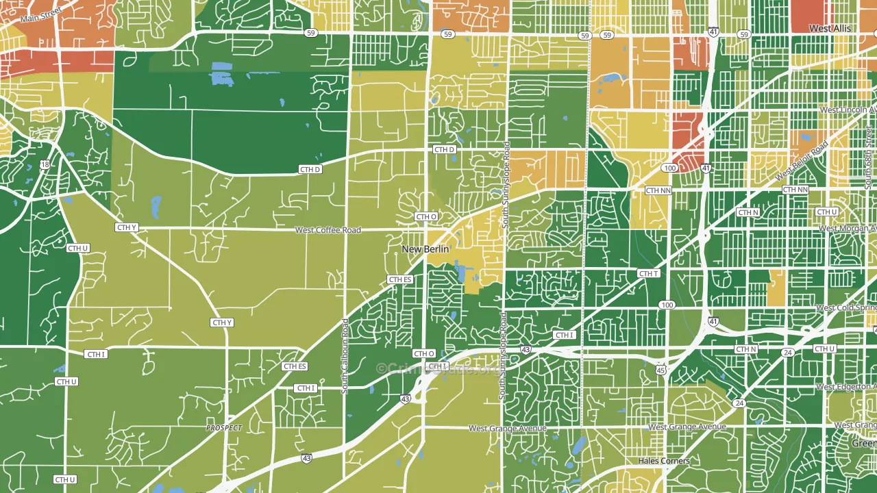 New Berlin, WI Map of Burglary Rates